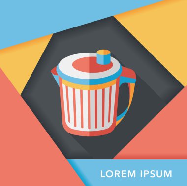 Uzun Gölge, eps10 ile mutfak eşyaları çöp düz simgesi