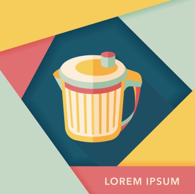 Uzun Gölge, eps10 ile mutfak eşyaları çöp düz simgesi