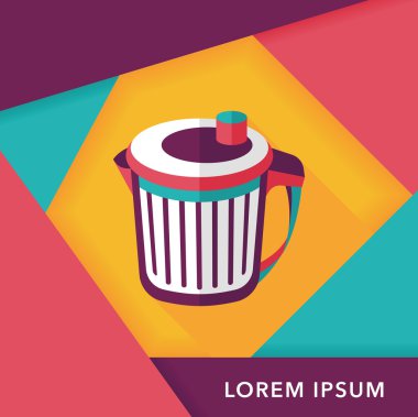 Uzun Gölge, eps10 ile mutfak eşyaları çöp düz simgesi