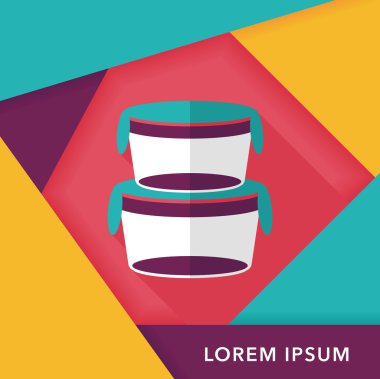 kapsayıcı düz simgesi uzun gölge, eps1 ile koruma mutfak eşyaları