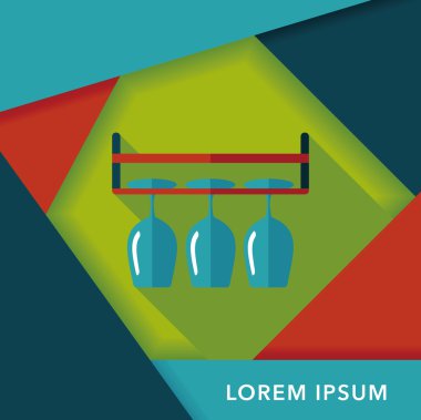 Uzun Gölge, eps10 ile mutfak eşyaları cam bardak düz simgesi