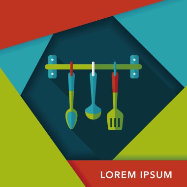 Uzun Gölge, eps10 ile mutfak eşyaları spatula düz simgesi