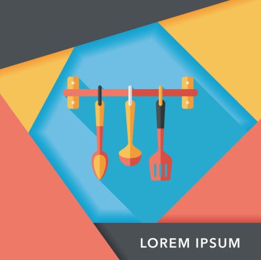 Uzun Gölge, eps10 ile mutfak eşyaları spatula düz simgesi