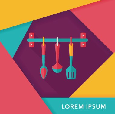 Uzun Gölge, eps10 ile mutfak eşyaları spatula düz simgesi