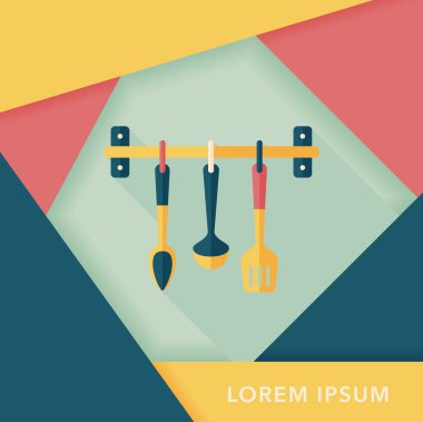 Uzun Gölge, eps10 ile mutfak eşyaları spatula düz simgesi