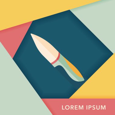 Uzun Gölge, eps10 ile mutfak eşyaları meyve bıçağı düz simgesi