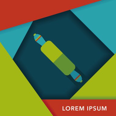 Uzun Gölge, eps10 ile mutfak eşyaları oklava düz simgesi