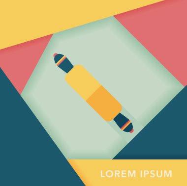 Uzun Gölge, eps10 ile mutfak eşyaları oklava düz simgesi