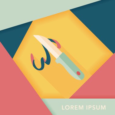 Uzun Gölge, eps10 ile mutfak eşyaları meyve bıçağı düz simgesi