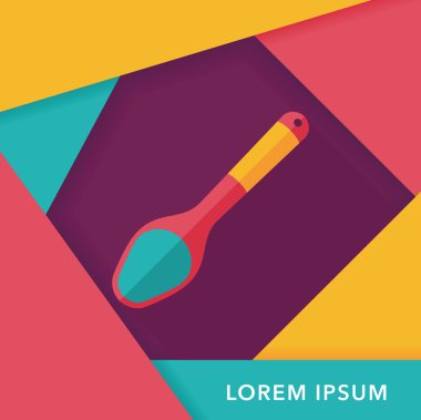 Uzun Gölge, eps10 ile mutfak eşyaları kaşık düz simgesi