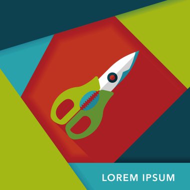 Uzun Gölge, eps10 ile mutfak eşyaları makas düz simgesi