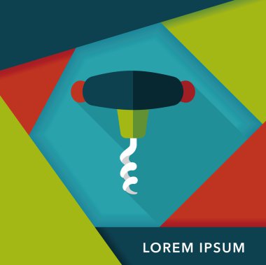 Uzun Gölge, eps10 mutfak eşyaları tirbuşon düz simgesiyle