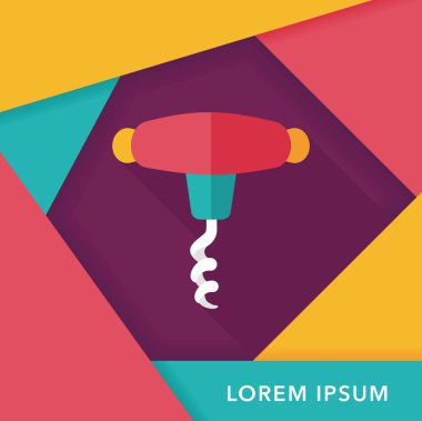 Uzun Gölge, eps10 mutfak eşyaları tirbuşon düz simgesiyle