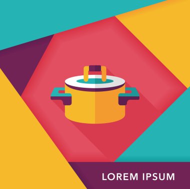 Uzun Gölge, eps10 ile mutfak eşyaları pot düz simgesi