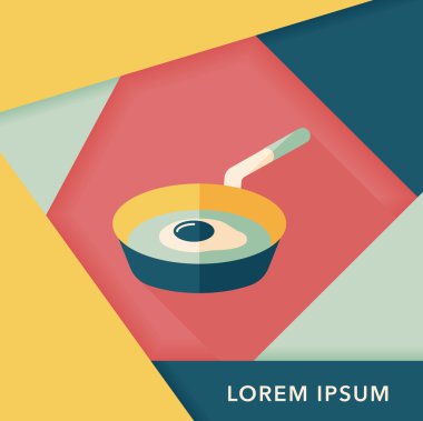 Uzun Gölge, eps ile mutfak eşyaları kızartma tavası ve kürek düz simgesi