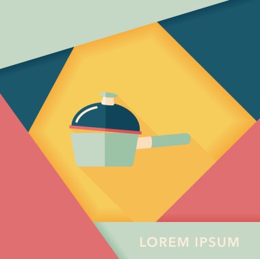 Uzun Gölge, eps10 ile mutfak eşyaları pot düz simgesi