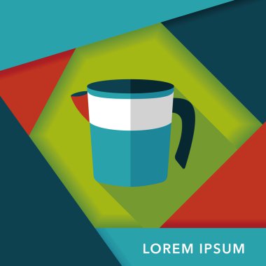 Uzun Gölge, eps10 Kupası düz simgesiyle ölçme mutfak eşyaları