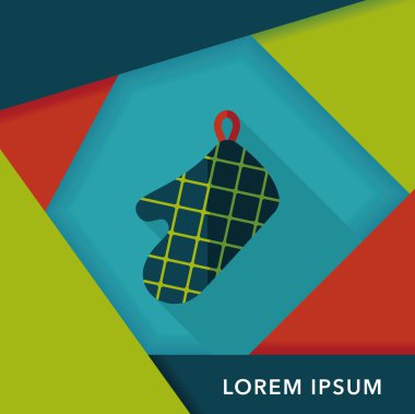 mutfak fırın eldiveni uzun gölge, eps10 simgesiyle düz