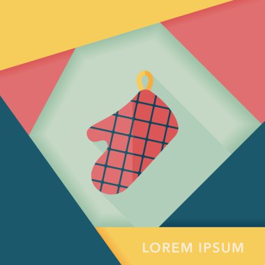 mutfak fırın eldiveni uzun gölge, eps10 simgesiyle düz