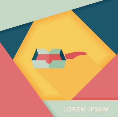 Uzun Gölge, eps ile mutfak eşyaları kızartma tavası ve kürek düz simgesi