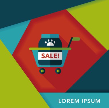 Evde beslenen hayvan Satılık düz simgesi uzun gölge, eps10 ile alışveriş