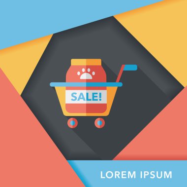 Evde beslenen hayvan Satılık düz simgesi uzun gölge, eps10 ile alışveriş