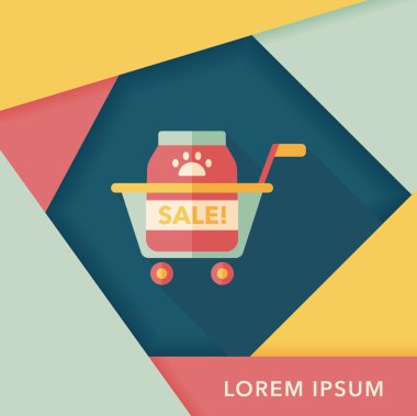 Evde beslenen hayvan Satılık düz simgesi uzun gölge, eps10 ile alışveriş