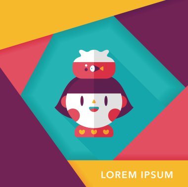 Evde beslenen hayvan balık ve kız arkadaşlık düz simgesi ile uzun gölge, eps10