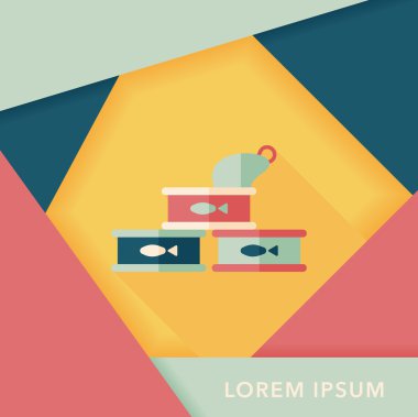 Evde beslenen hayvan kedi maması can düz uzun gölge, eps10 simgesi