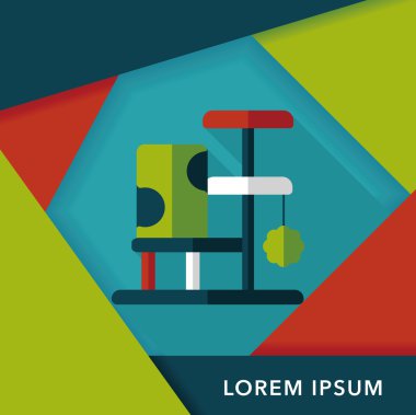 Evde beslenen hayvan kedi ağaç uzun gölge, eps10 düz simgesiyle