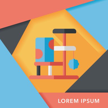 Evde beslenen hayvan kedi ağaç uzun gölge, eps10 düz simgesiyle