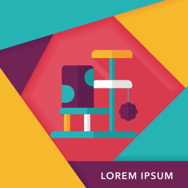 Evde beslenen hayvan kedi ağaç uzun gölge, eps10 düz simgesiyle