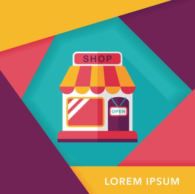 Uzun Gölge, eps10 ile alışveriş mağazası düz simgesi