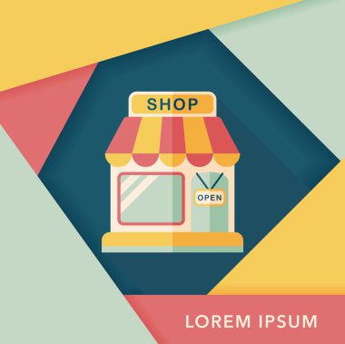 Uzun Gölge, eps10 ile alışveriş mağazası düz simgesi