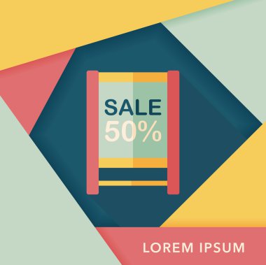 alışveriş satışı işareti uzun gölge, eps10 düz simgesiyle bayrak