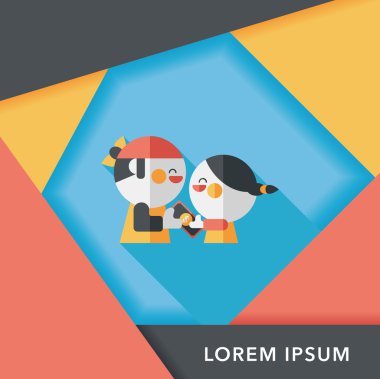 Sevgililer alışveriş uzun gölge, eps10 düz simgesiyle