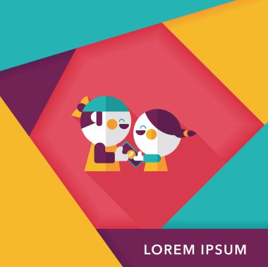 Sevgililer alışveriş uzun gölge, eps10 düz simgesiyle