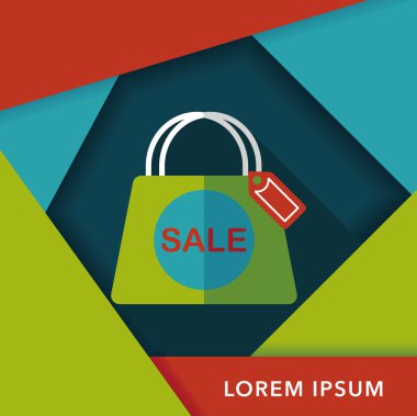 kağıt çanta düz simgesi uzun gölge, eps1 ile alışveriş