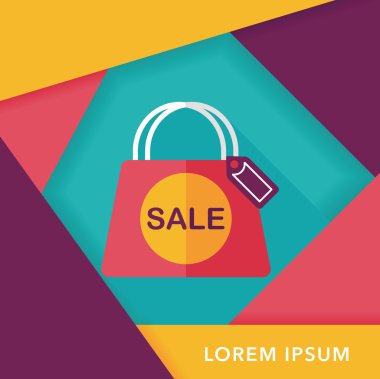 kağıt çanta düz simgesi uzun gölge, eps1 ile alışveriş