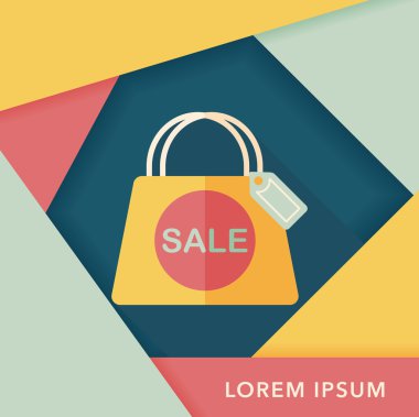 kağıt çanta düz simgesi uzun gölge, eps1 ile alışveriş