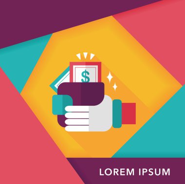 Uzun gölgeli alışveriş cüzdanı simgesi, eps10