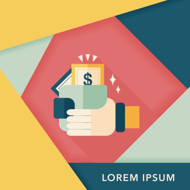 Uzun gölgeli alışveriş cüzdanı simgesi, eps10