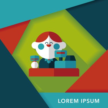 dükkan sahibi uzun gölge, eps10 düz simgesiyle