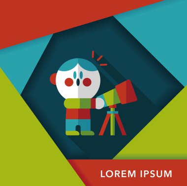 Alan çocuk ve teleskop uzun gölge, eps10 düz simgesi