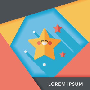 Uzay yıldız düz simgesi ile uzun gölge, eps10