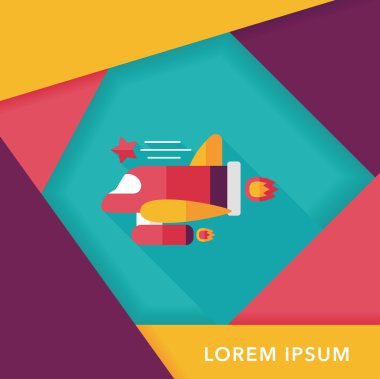 Uzay gemisi ile uzun gölge, eps10 düz simgesi