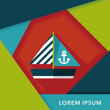 yelkenli ile uzun gölge düz simgesi