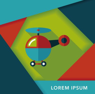 Helikopter düz simgesi ile uzun gölge, eps10