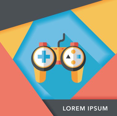 oyun kumandası ile uzun gölge düz simgesi