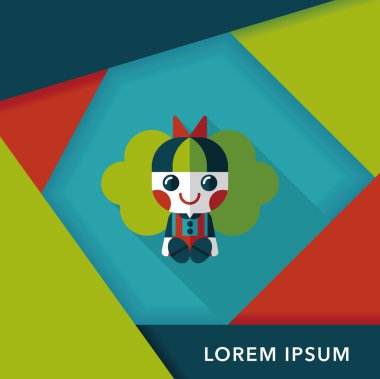 Uzun Gölge, eps 10 ile kız bebek oyuncak düz simgesi